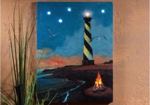 Radiance Flickering Light Canvas with Timer Hatteras Lighthouse W Flickering Lights Radiance Lighted