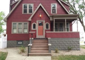 Rhino Shield House Paint Deep Red with Sycamore Tan Sherwin Williams Trim and Burnished