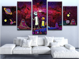 Rick and Morty 5 Piece Canvas Framed 5 Piece Psychedelic Rick and Morty Canvas Art Wall