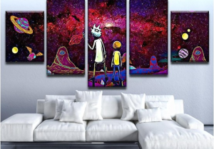 Rick and Morty 5 Piece Canvas Framed 5 Piece Psychedelic Rick and Morty Canvas Art Wall