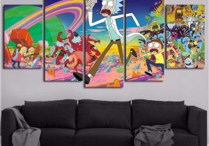 Rick and Morty 5 Piece Canvas Modern Printing Type Poster Canvas Painting Hd 5 Panel