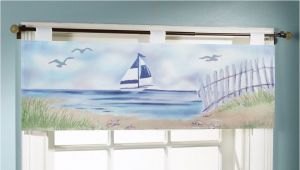 Seashore or Nautical Window Valances Sailboat Seaside Window Valance Nautical Beach Sand