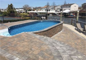 Semi Inground Pools Long island Radiant Semi Inground Oval On the Waterfront Affordable Pool