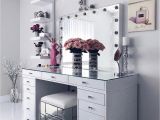 Slaystation Dressing Table top White Clean Sleek Vanity Decor Paintings Flowers Glass