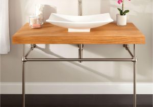 Slaystation Table top 48 Teak Console Vanity for Vessel Sink Teak Vessel Sink and Consoles