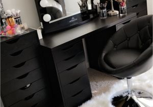 Slaystation Table top Beautiful Black Vanity Makeup Room Has Ikea Alex Drawers and