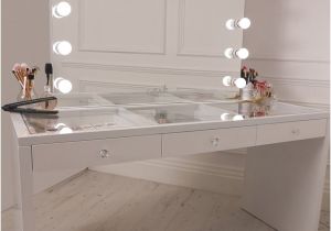 Slaystation Table top Crisp White Finish Slaystation Make Up Vanity with Premium Storage