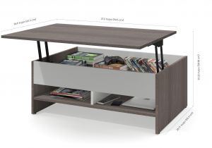 Slaystation Vanity Table top Bestar Small Space 37 Inch Lift top Storage Coffee Table In Bark