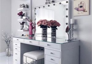 Slaystation Vanity Table top White Clean Sleek Vanity Decor Paintings Flowers Glass