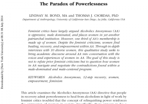 Smart Recovery Meetings San Diego Pdf the Paradox Of Powerlessness