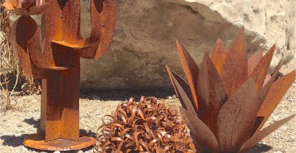 Southwestern Metal Yard Art southwestern Set Metal Yard Art Garden Art Metal Cactus