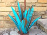 Southwestern Metal Yard Art Turquoise Budding Agave southwestern Decor Metal Yard Art