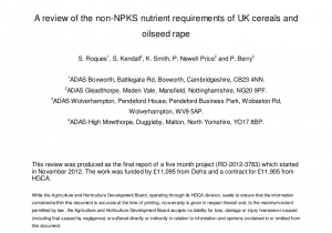 Spectrum Labs Quick Fix Plus 6.1 Reviews Pdf Review Of the Non Npks Nutrient Requirements Of Uk Cereals and