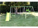 Sportspower Mountain View Metal Swing Set Sportspower Mountain View Metal Swing Slide and Trampoline