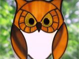 Stained Glass Owl Suncatcher Patterns Stained Glass Golden Owl with Golden Eyes Suncatcher