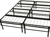 Sturdy Bed Frame for Active Couple Black Steel Bed Frame with Twelve Legs Also Bars On the