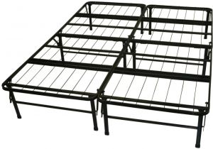Sturdy Bed Frame for Active Couple Black Steel Bed Frame with Twelve Legs Also Bars On the