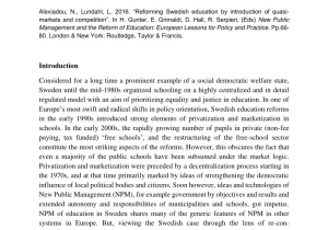 Swedish Employee Self Service Pdf Reforming Swedish Education by Introduction Of Quasi Markets