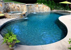 Tahoe Blue Pebble Tec Custom Gunite Pool with Beach Entry Tanning Ledge Spa and