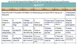 Taylor at Home Storage solutions 101 Free Printable April 2017 Decluttering Calendar with Daily 15 Minute