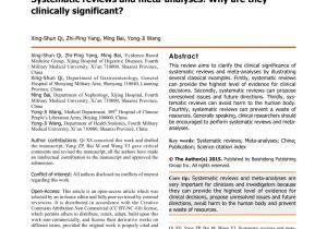 Tn Mint Mattress Reviews Pdf Systematic Reviews and Meta Analyses why are they Clinically