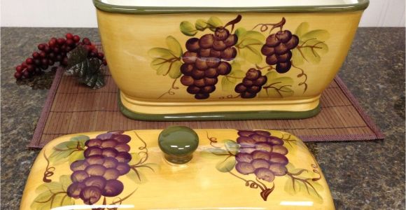 Tuscan Wine and Grape Kitchen Decor Kitchen Decor Grape Desing Tuscany Wine Bread Canister Box