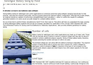 Types Of Batteries Substations Sizing Battery Banks for Switchgear and Control Applications by Hand