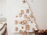 Unfinished Wooden Advent Calendar Drawers Christmas Tree Made Stars Stock Photos Christmas Tree Made Stars