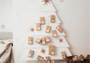 Unfinished Wooden Advent Calendar Drawers Christmas Tree Made Stars Stock Photos Christmas Tree Made Stars