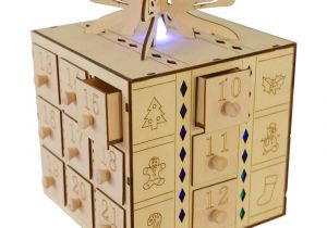 Unfinished Wooden Advent Calendar Multi Led Light Up Gift Box Drawers Wooden Advent Calendar