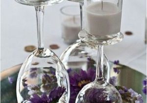 Upside Down Wine Glass Centerpiece Upside Down Wine Glasses with Flowers and Candles