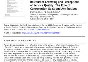 Used Restaurant Equipment Charlottetown Pdf Restaurant Crowding and Perceptions Of Service Quality the