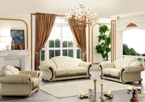 Versace Living Room Set Versace Cleopatra Cream Italian top Grain Leather Beige