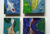 Vetro D Arte Tempered Art Glass Mosaic Koi Tiles Outdoor Glass Wall Art Set Of 4