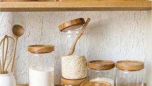 Weck Jars with Wood Lids Japan Zakka Style Glass Spice Jar Kitchen Canisters Cookie Jars