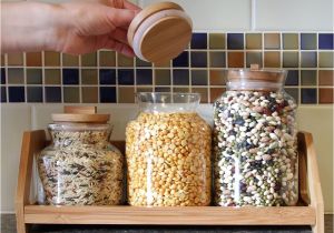 Weck Jars with Wooden Lids Uk Set Of 3 Glass Storage Jars Containers Plus Bamboo Stand Tray Shelf