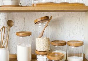 Weck Jars Wooden Lids Japan Zakka Style Glass Spice Jar Kitchen Canisters Cookie Jars