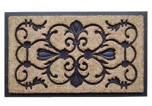 Well Hello there Doormat Dirt Busters Majesty 18 In X 30 In Rubber Coir Door Mat Tan