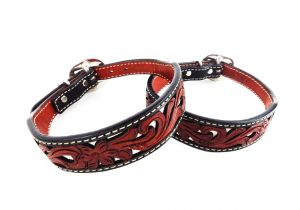 Western tooled Leather Dog Collars 26 Quot Hair On Filigree Western Style tooled Leather K9