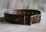 Western tooled Leather Dog Collars Upcycled Belt Dog Collar Western tooled Leather by Sevenannine