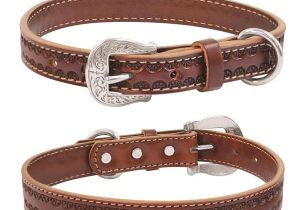 Western tooled Leather Dog Collars Weaver Hand tooled Western Style Leather Dog Collar Lead