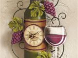 Wine and Grape Kitchen Decor Ideas Wine Bottle Wall Clock Grapes Vino Country Kitchen Bar