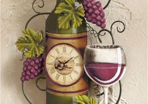 Wine and Grape Kitchen Decor Ideas Wine Bottle Wall Clock Grapes Vino Country Kitchen Bar