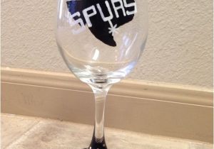 Wine and Paint San Antonio San Antonio Spurs Hand Painted Wine Glass by Bzpcreations