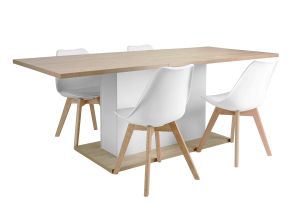 Wood Pedestal Table Base Kits Canada Scandinavian Dining Set Extension Table 160 205cm with Storage