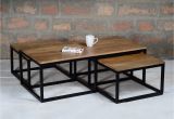 Wood Pedestal Table Base Kits Canada Suri Industrial Nest Of 3 Coffee Tables In Mango Wood and Metal