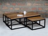 Wood Pedestal Table Base Kits Canada Suri Industrial Nest Of 3 Coffee Tables In Mango Wood and Metal