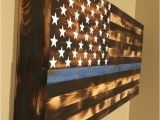 Wooden American Flag Gun Holder Burnt American Flag Thin Blue Line Hidden Shelf Gun Rack