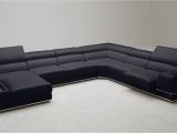 Wynn Sectional and Ottoman Wynn Black Leather Sectional sofa with Adjustable
